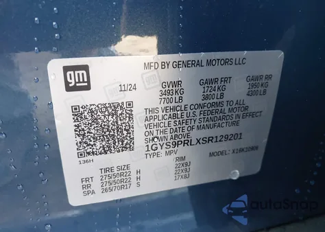 2025 Cadillac Escalade Esv Sport from USA, damaged, VIN 1GYS9PRLXSR129201